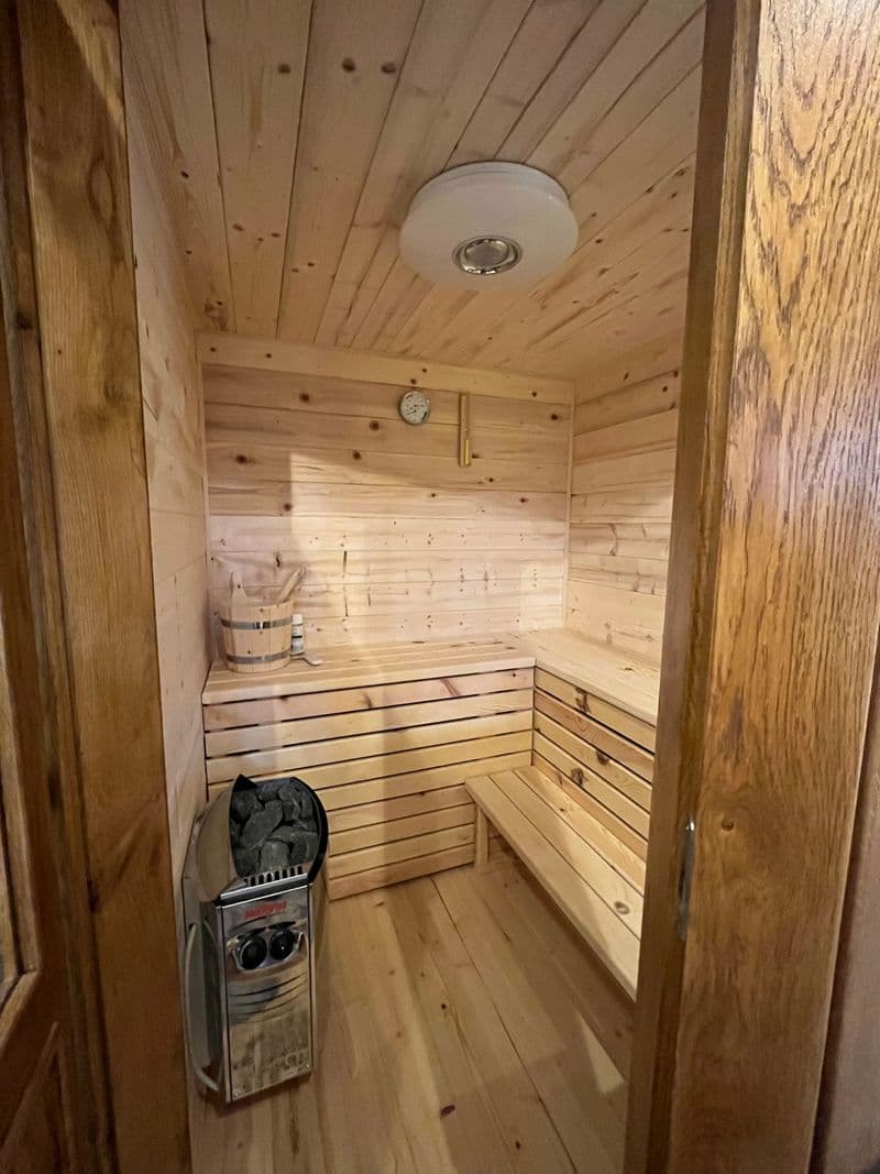 Finnish sauna clad in pale timber
